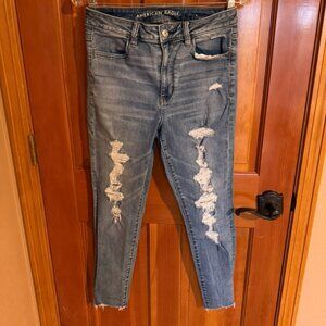 American Eagle Super Hi-Rise Next Level Stretch Ripped Jeggings
